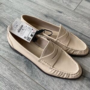 Zara Leather Cream Loafers